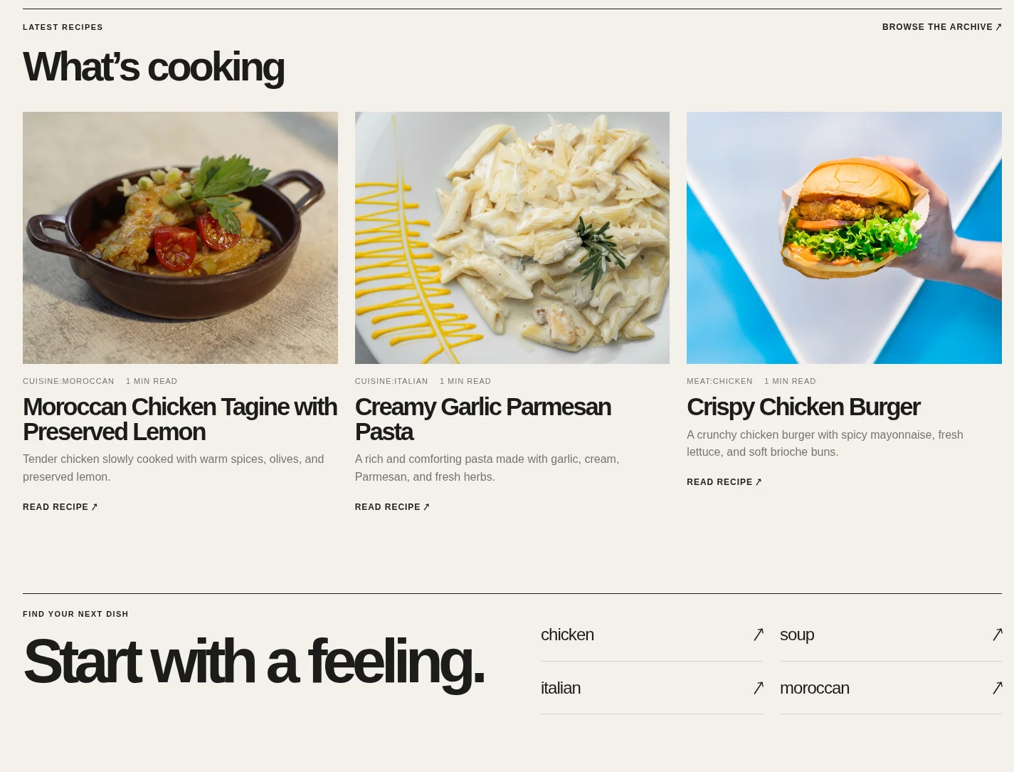 Cookory Ghost theme desktop discovery preview